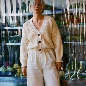 Cream V-Neck Button Cardigan Sweater -Sister Katie